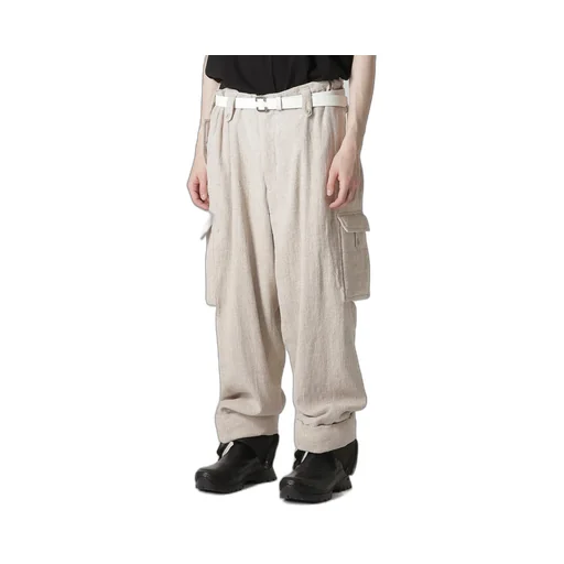 Silk Linen Tweed Gusset Pocket Padded Pants