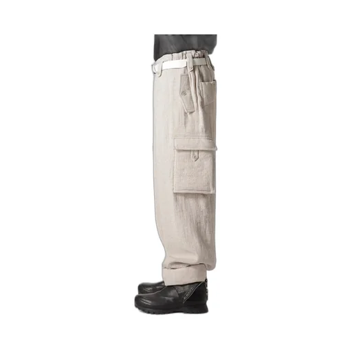 Silk Linen Tweed Gusset Pocket Padded Pants