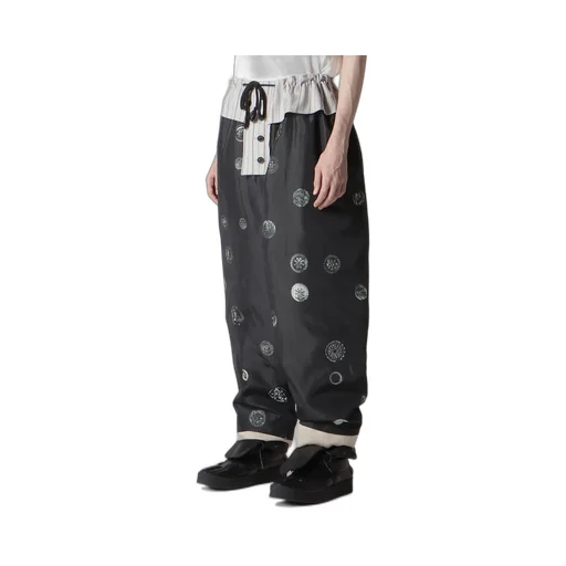 Linen/Cotton Plaid Horizontal Padded Pants