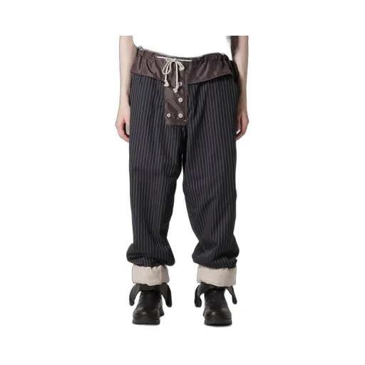 Silk Linen Tweed Gusset Pocket Padded Pants