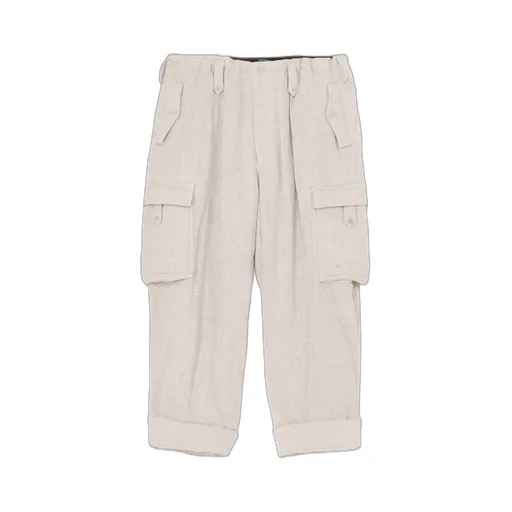 Silk Linen Tweed Gusset Pocket Padded Pants