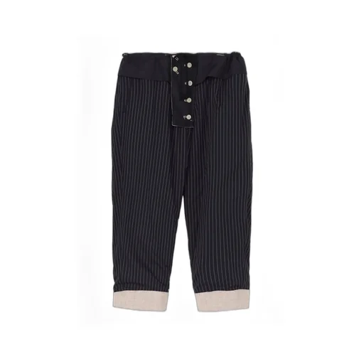 Silk Linen Tweed Gusset Pocket Padded Pants