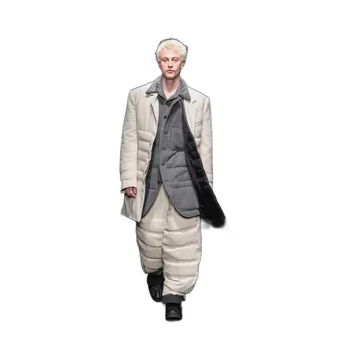 Linen/Cotton Denim 6 Buttons Padded Jacket