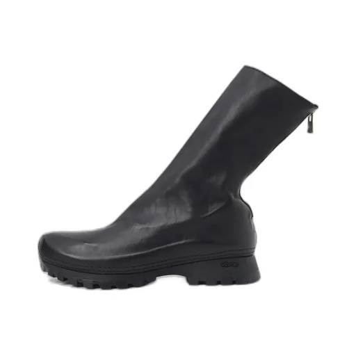 Full Grain Horse Leather Back Zip Mid Boots