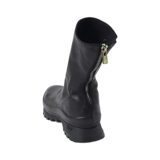 Full Grain Horse Leather Back Zip Mid Boots