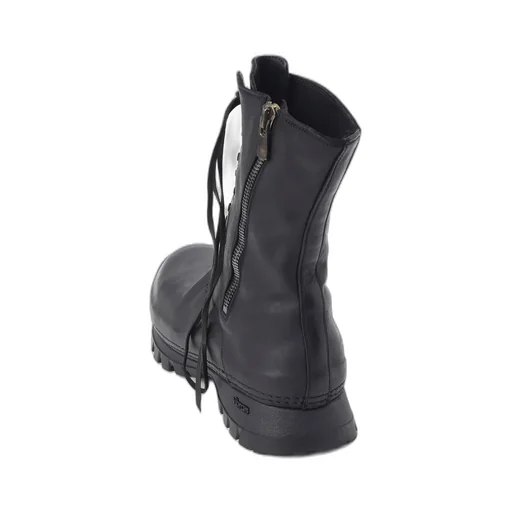 Full Grain Horse Leather Lace Up Side Zip Boots