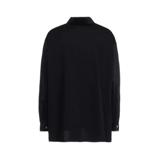 Cotton Satin Switching Collar Shirt