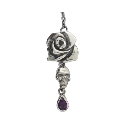 Silver950/Amethyst Scull Rose Earring