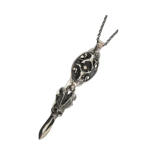Silver950 Yy Oval Scull Dagger Pendant