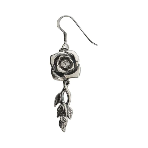 Silver/Cz Rose Earring