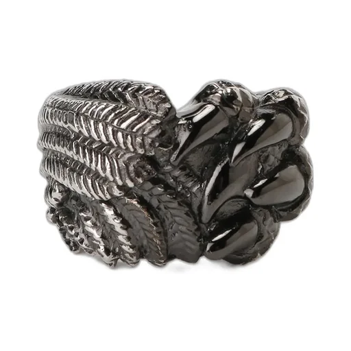 Silver 950 Dragon Claw Feather Ring