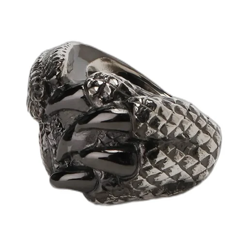 Silver 950 Dragon Claw Feather Ring