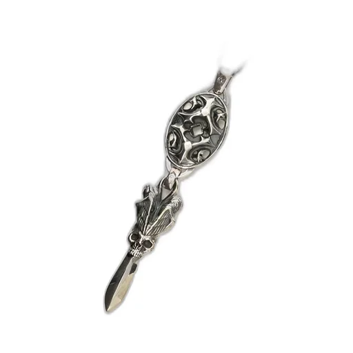 Silver950 Yy Oval Scull Dagger Pendant