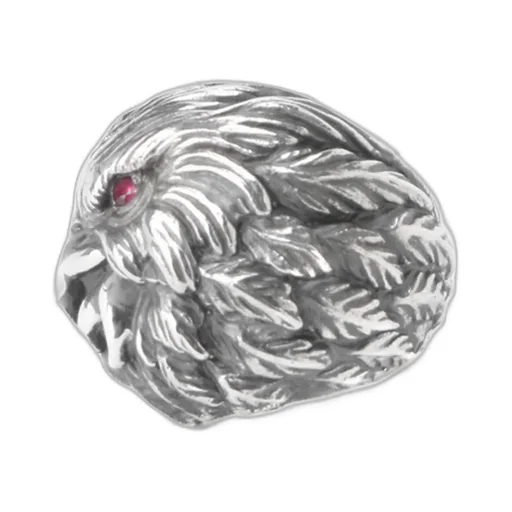Silver 950 Eagle Red Eye Ring