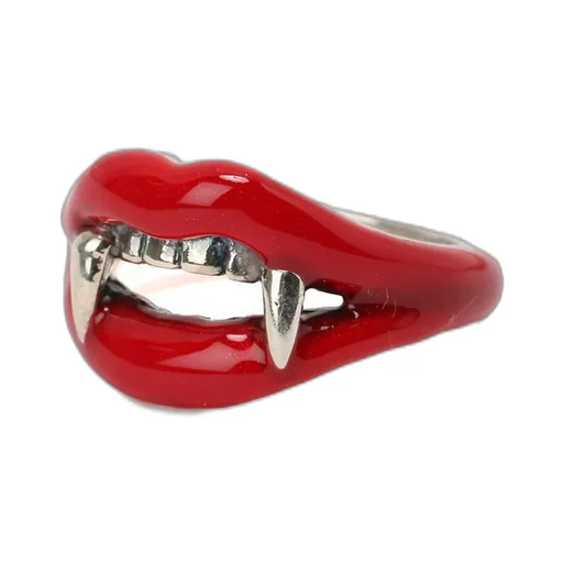 Silver 950 Vampire Pinkie Ring Rouge