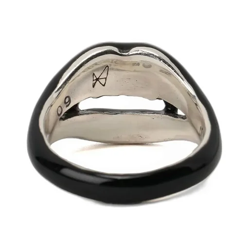 Silver 950 Vampire Pinkie Ring Black