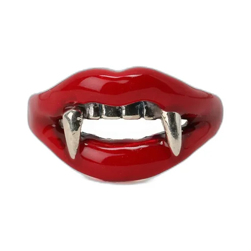 Silver 950 Vampire Pinkie Ring Rouge