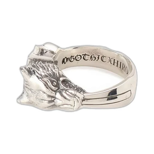 Silver 950 Wolf Dagger Ring