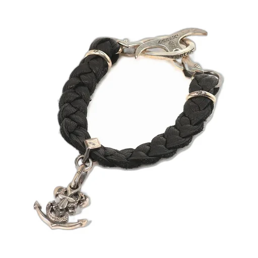 Silver 950 Anchorcharm Leather Bracelet