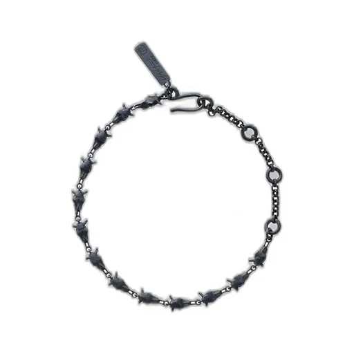 Silver Bk Cow Skull Bracelet