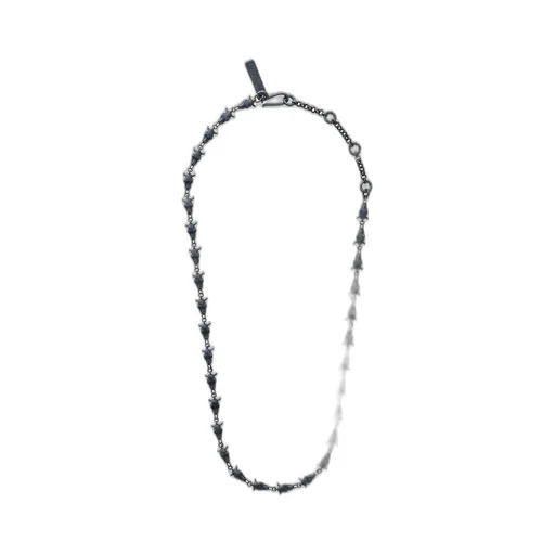 Silver Bk Cow Skull Necklace