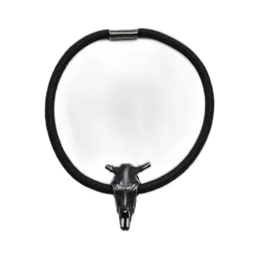 White Bronze Cow Skull Hair Tie