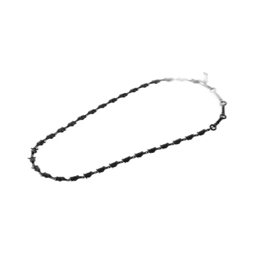 Silver Bk Cow Skull Necklace