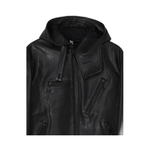 Lamb Vegetable Hooded Leather Jacket