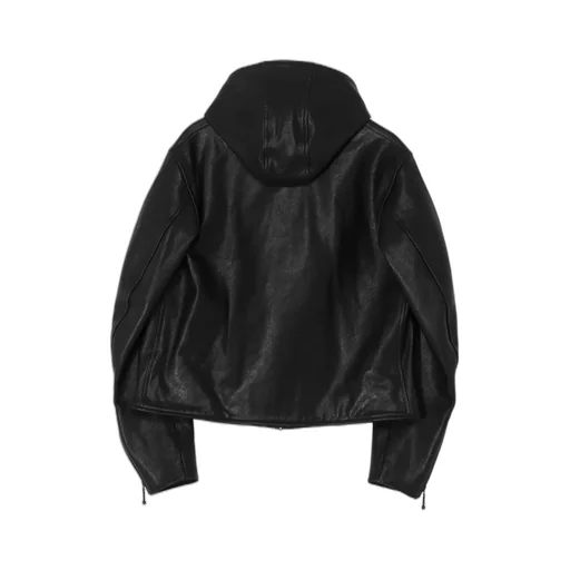 Lamb Vegetable Hooded Leather Jacket