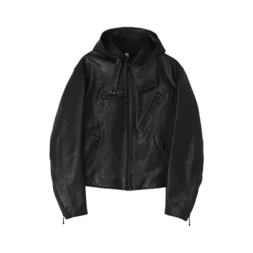 Lamb Vegetable Hooded Leather Jacket