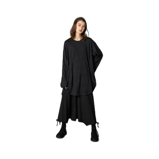 Catch Washer Hem Round Jumbo T-Shirt Long Sleeves