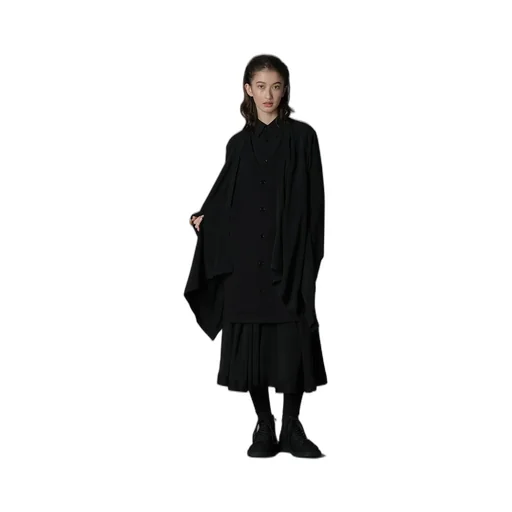 Silicon Jersey+ Crepe De Chine Front Double Flounce T-Shirt