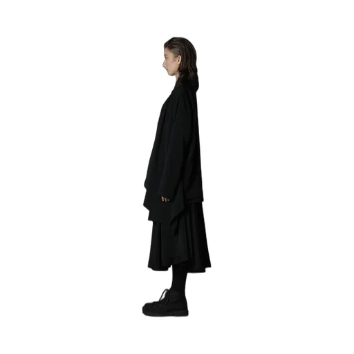 Silicon Jersey+ Crepe De Chine Front Double Flounce T-Shirt