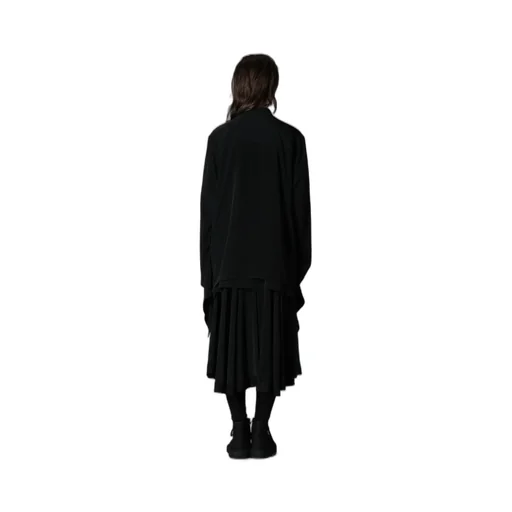 Silicon Jersey+ Crepe De Chine Front Double Flounce T-Shirt