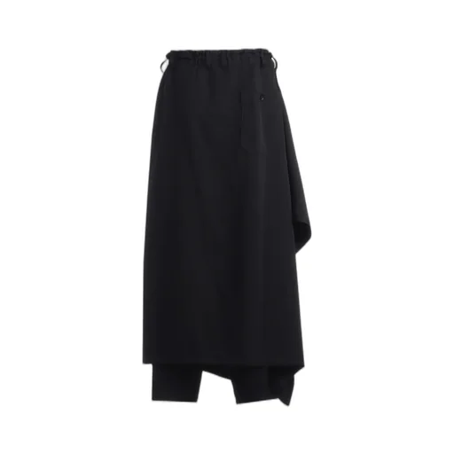 Wool Gabardine Bound Skirt Pants