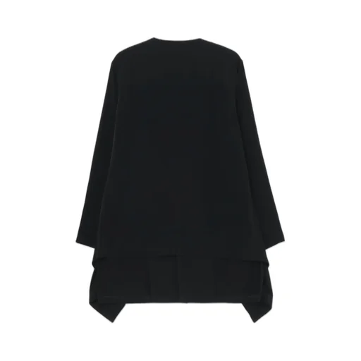 Silicon Jersey+ Crepe De Chine Front Double Flounce T-Shirt