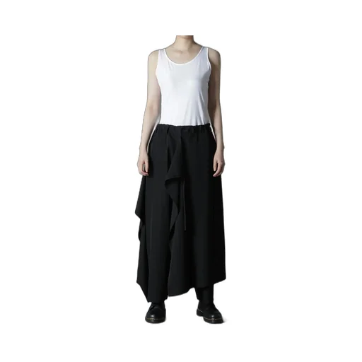 Wool Gabardine Bound Skirt Pants