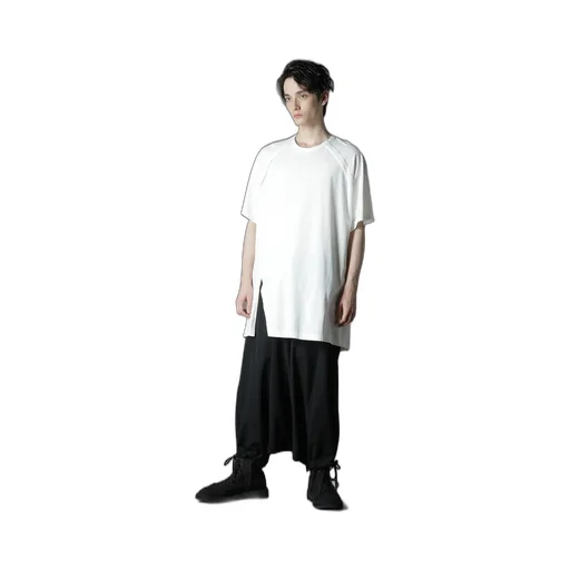 Cotton Jersey Front Raglan Slit T-Shirt Short Sleeves