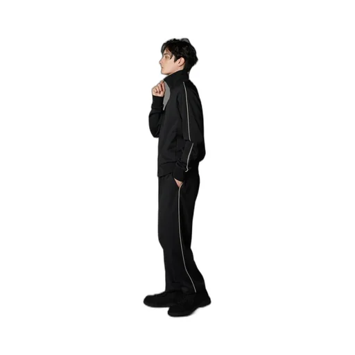Polyester Smooth Piping Wide Pants