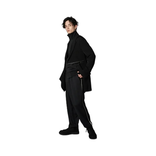 Polyester Smooth Piping Wide Pants
