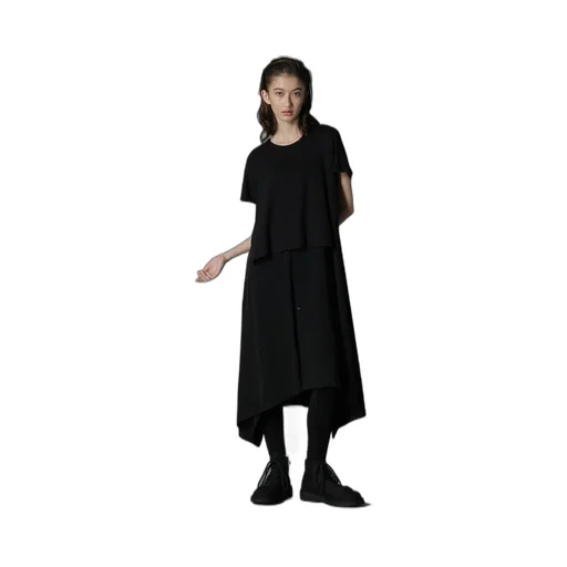 Silicon Jersey+ Crepe De Chine Docking T-Dress