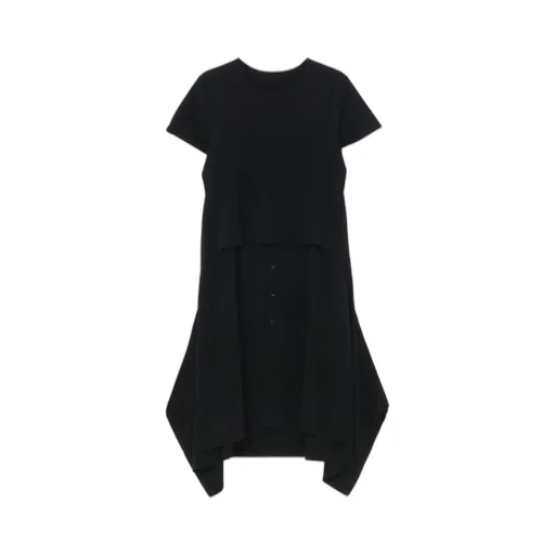 Silicon Jersey+ Crepe De Chine Docking T-Dress