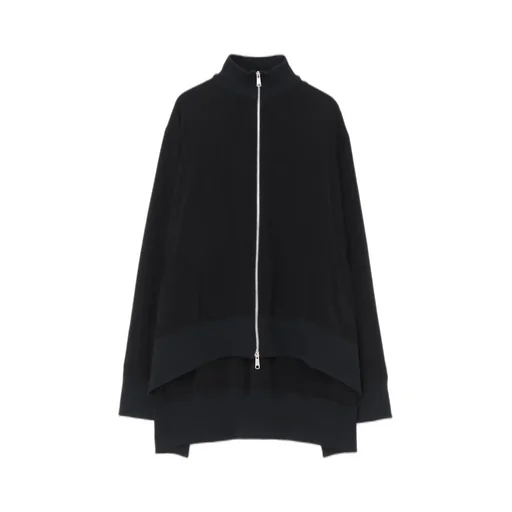 Crepe De Chine Curved Hemline Tracksuit Jacket