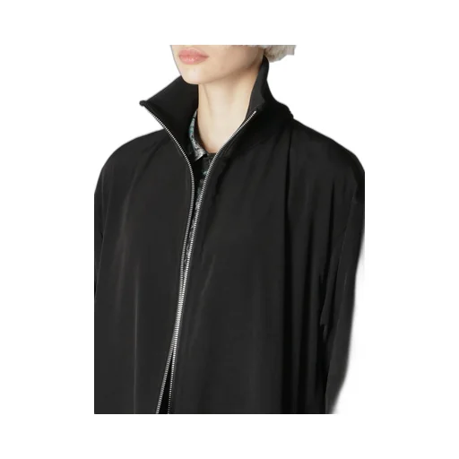 Crepe De Chine Curved Hemline Tracksuit Jacket