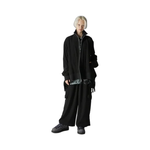 Crepe De Chine Curved Hemline Tracksuit Jacket