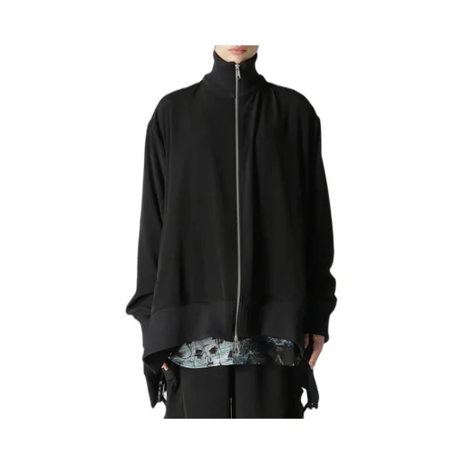 Crepe De Chine Curved Hemline Tracksuit Jacket