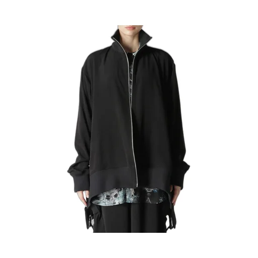 Crepe De Chine Curved Hemline Tracksuit Jacket