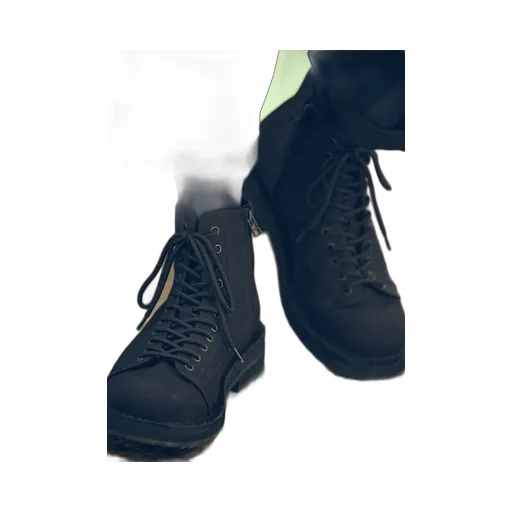 Cotton Canvas Lace-Up Biker Boots