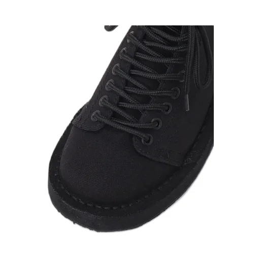 Cotton Canvas Lace-Up Biker Boots