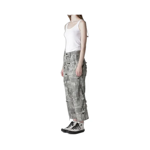 Damaged Gingham Jacquard Pants